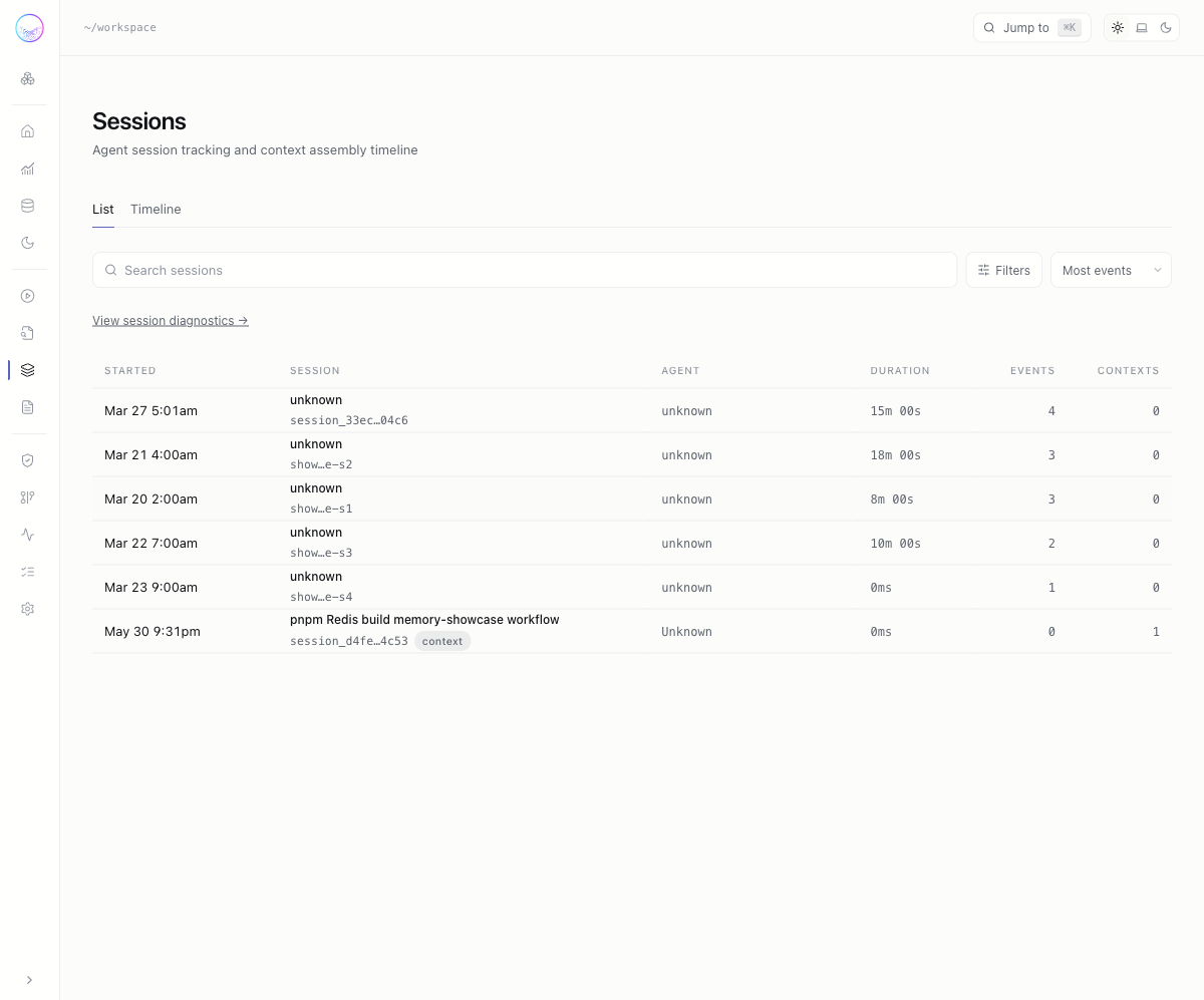 Current session timeline screenshot